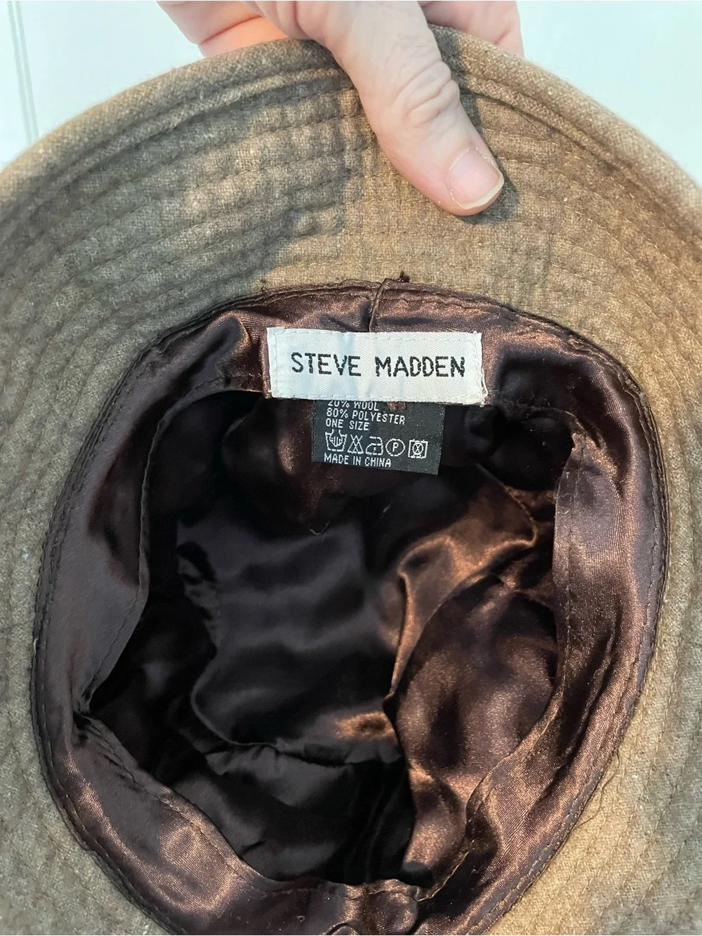 Steve Madden Wool Blend Tweed Cloche Hat Brown Gold One size